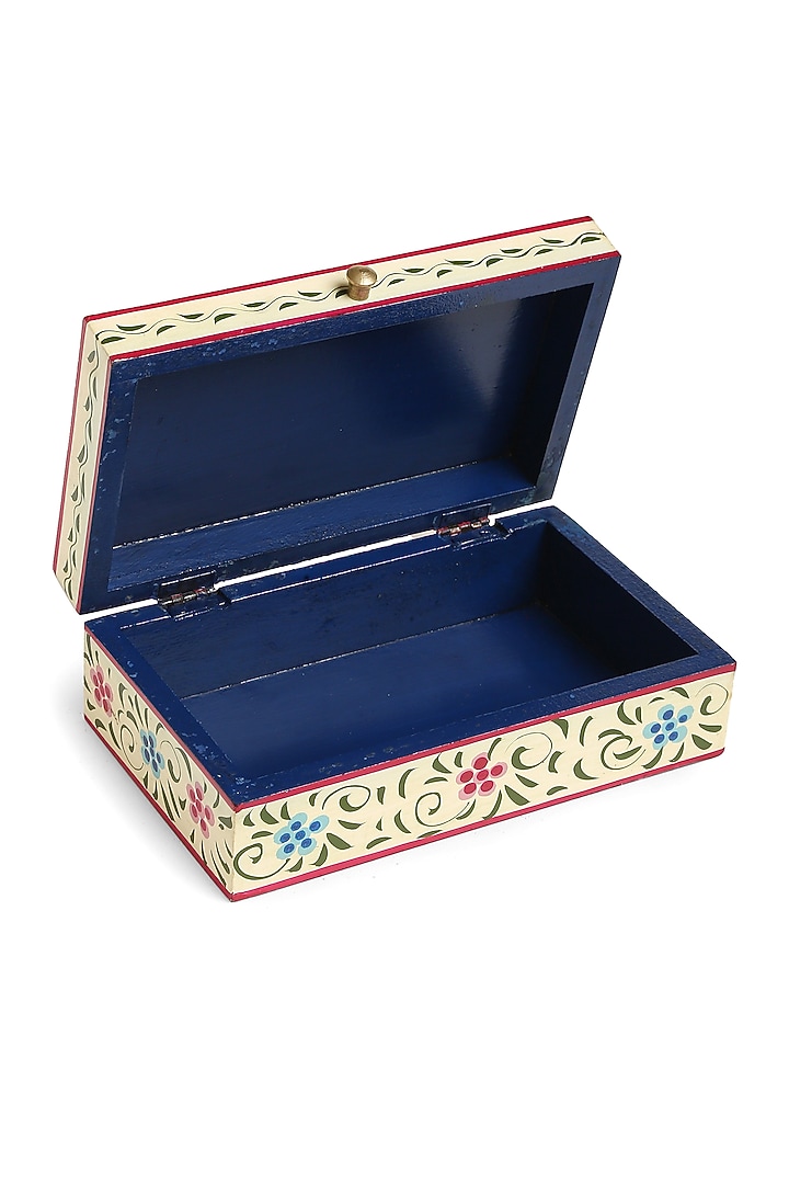 Ivory & Blue Hand Painted Pichwai Cow Box by Amoliconcepts at Pernia's Pop Up Shop