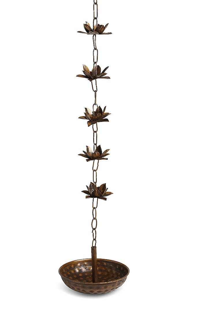 Antique Gold Finish Iron Hanging Urli by Amoliconcepts at Pernia's Pop Up Shop