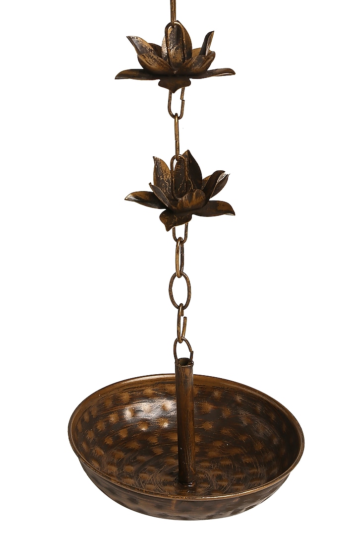 Antique Gold Finish Iron Hanging Urli by Amoliconcepts at Pernia's Pop Up Shop