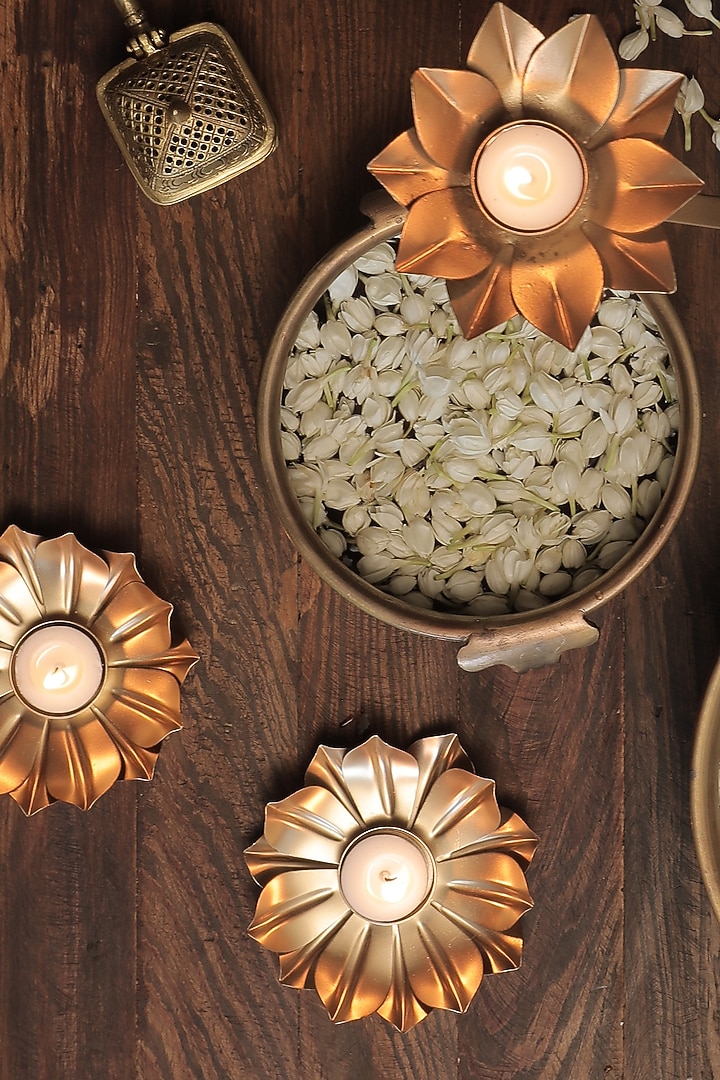 Antique Gold Finish Brass Urli by Amoliconcepts at Pernia's Pop Up Shop