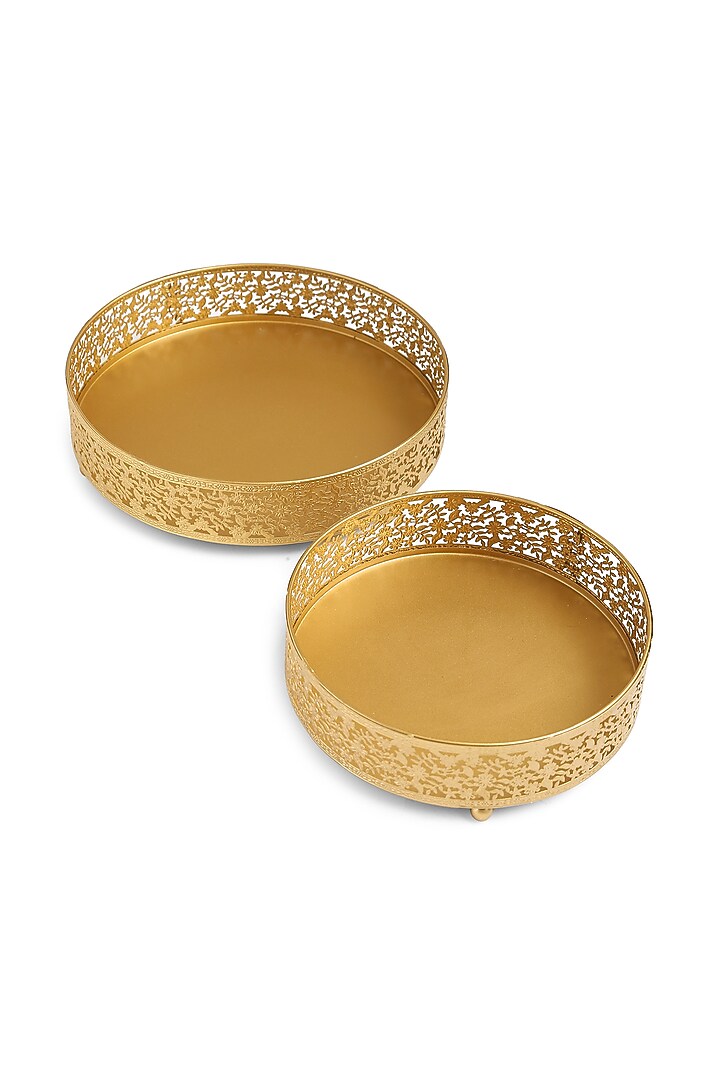 Matte Gold Iron Platter (Set of 2) by Amoliconcepts at Pernia's Pop Up Shop