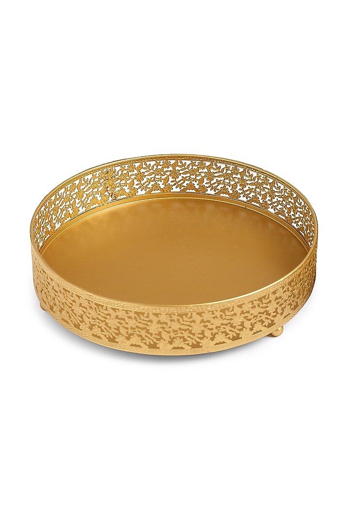 Matte Gold Iron Platter (Set of 2) by Amoliconcepts at Pernia's Pop Up Shop