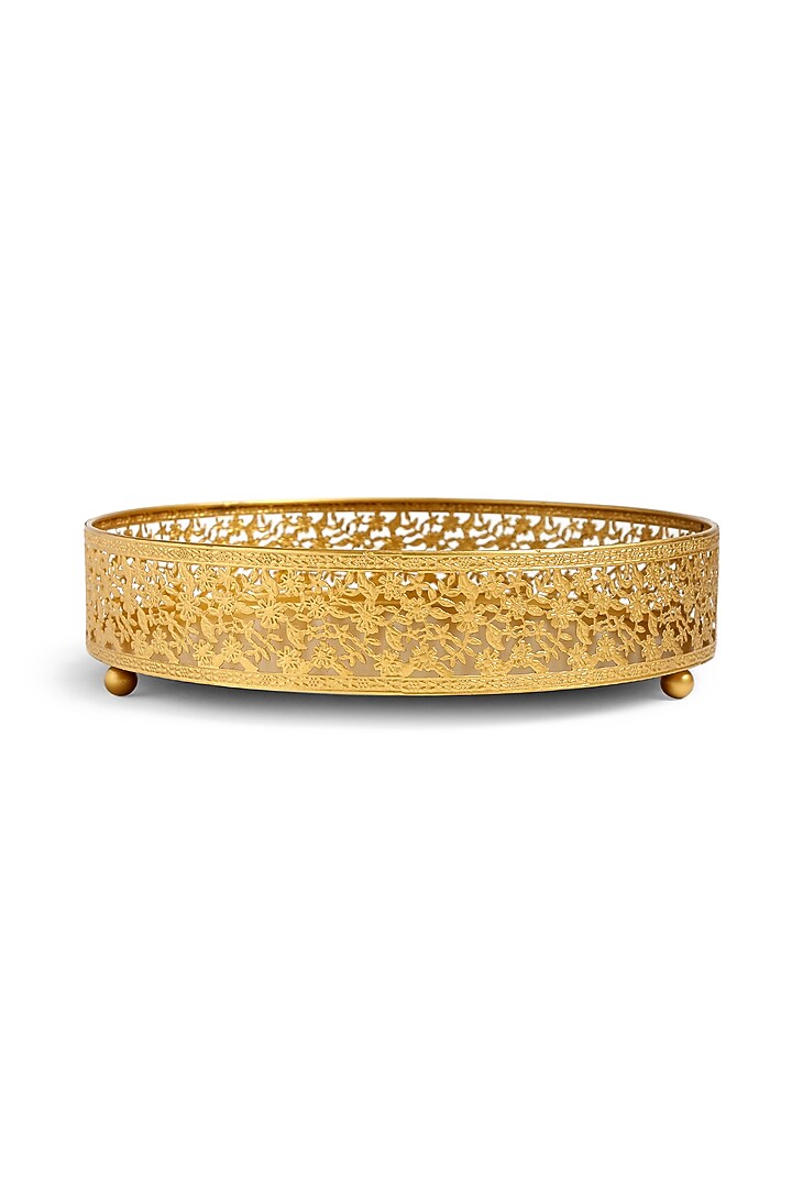 Matte Gold Iron Platter (Set of 2) by Amoliconcepts at Pernia's Pop Up Shop