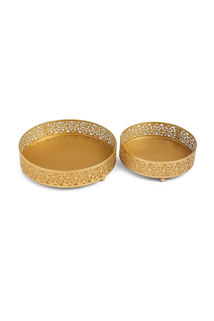 Matte Gold Iron Platter (Set of 2) by Amoliconcepts at Pernia's Pop Up Shop