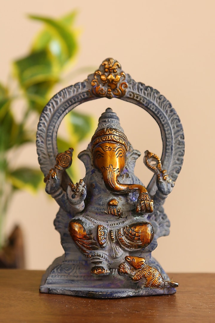 Antique Gold Brass Ganesh Sculpture by Amoliconcepts at Pernia's Pop Up Shop