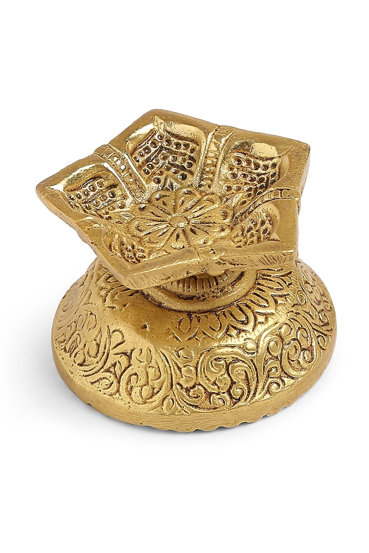 Antique Gold Flower Shaped Brass Diya by Amoliconcepts at Pernia's Pop Up Shop