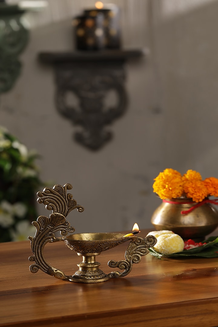 Antique Gold Diya In Brass by Amoliconcepts at Pernia's Pop Up Shop
