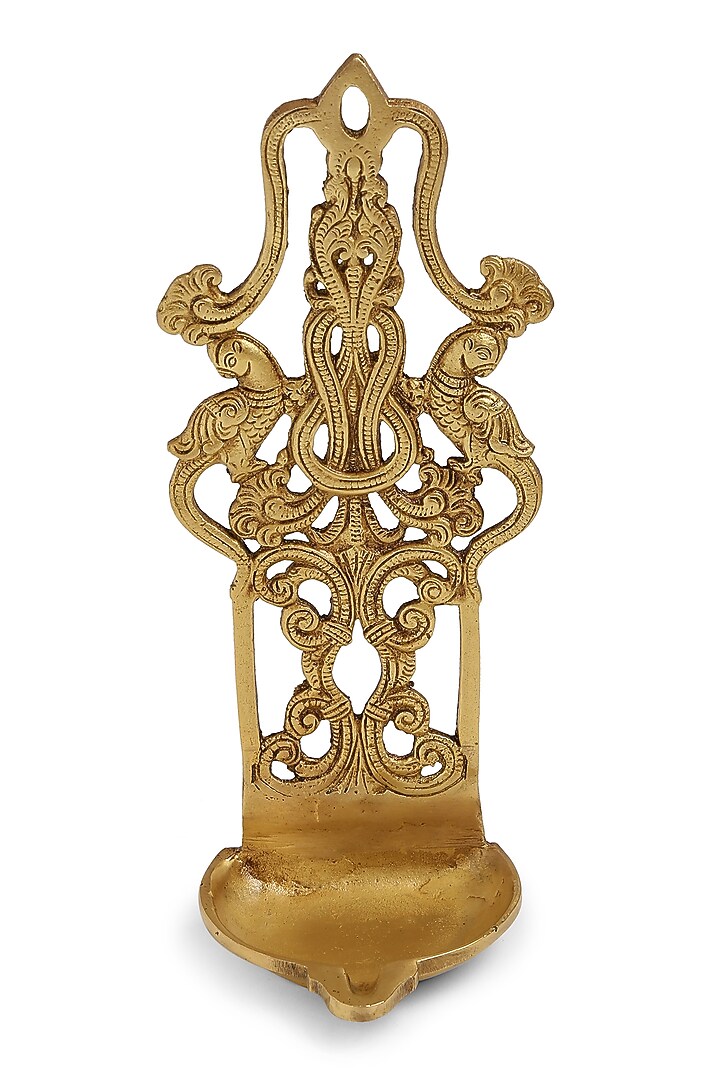 Antique Gold Brass Wall Diya by Amoliconcepts at Pernia's Pop Up Shop