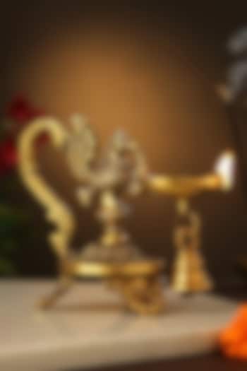 Antique Gold Peacock Lamp With Bell by Amoliconcepts at Pernia's Pop Up Shop