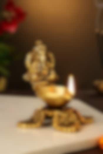 Antique Gold Brass Ganesha Diya by Amoliconcepts at Pernia's Pop Up Shop