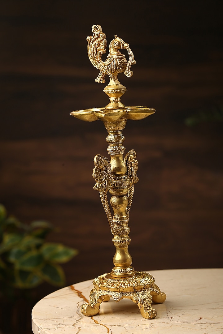 Antique Gold Brass Peacock Lamp by Amoliconcepts at Pernia's Pop Up Shop