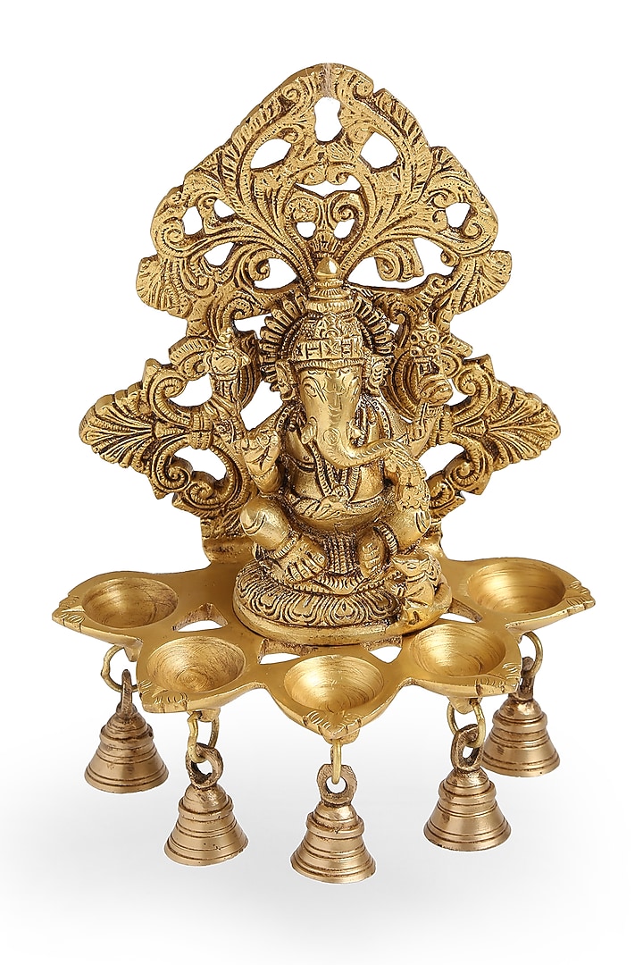 Antique Gold Brass Ganesha Lamp by Amoliconcepts at Pernia's Pop Up Shop