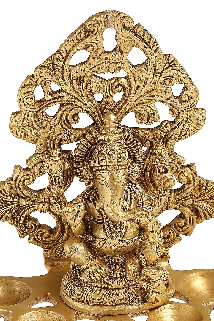 Antique Gold Brass Ganesha Lamp by Amoliconcepts at Pernia's Pop Up Shop