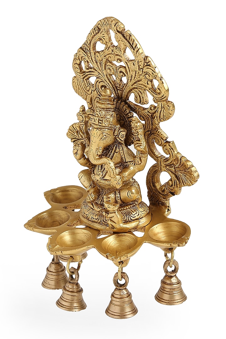 Antique Gold Brass Ganesha Lamp by Amoliconcepts at Pernia's Pop Up Shop