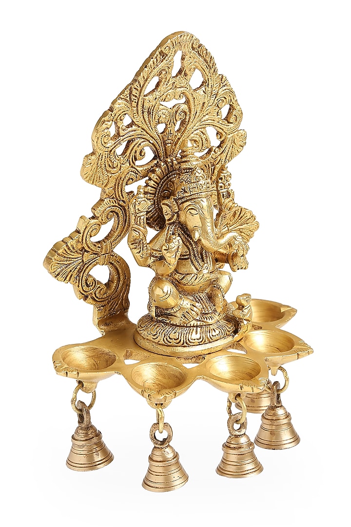 Antique Gold Brass Ganesha Lamp by Amoliconcepts at Pernia's Pop Up Shop