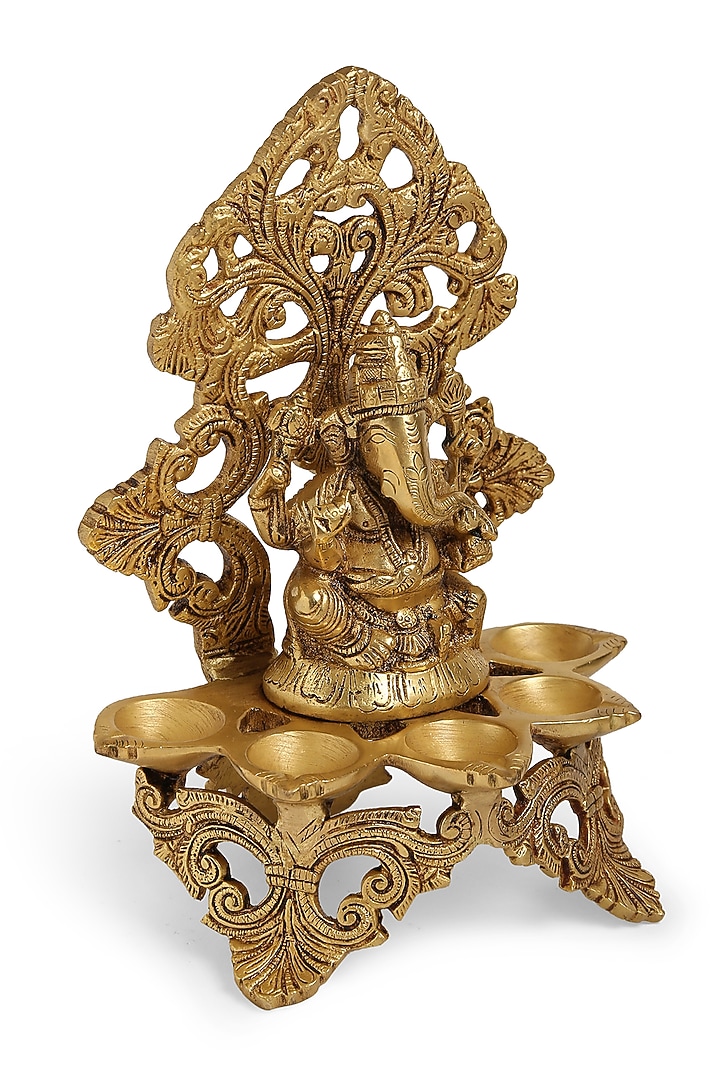 Antique Gold Brass Ganesha Lamp by Amoliconcepts at Pernia's Pop Up Shop