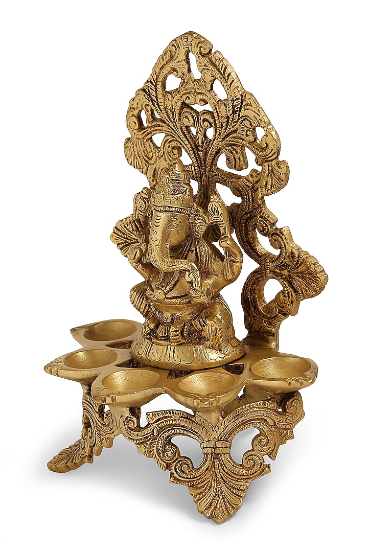 Antique Gold Brass Ganesha Lamp by Amoliconcepts at Pernia's Pop Up Shop