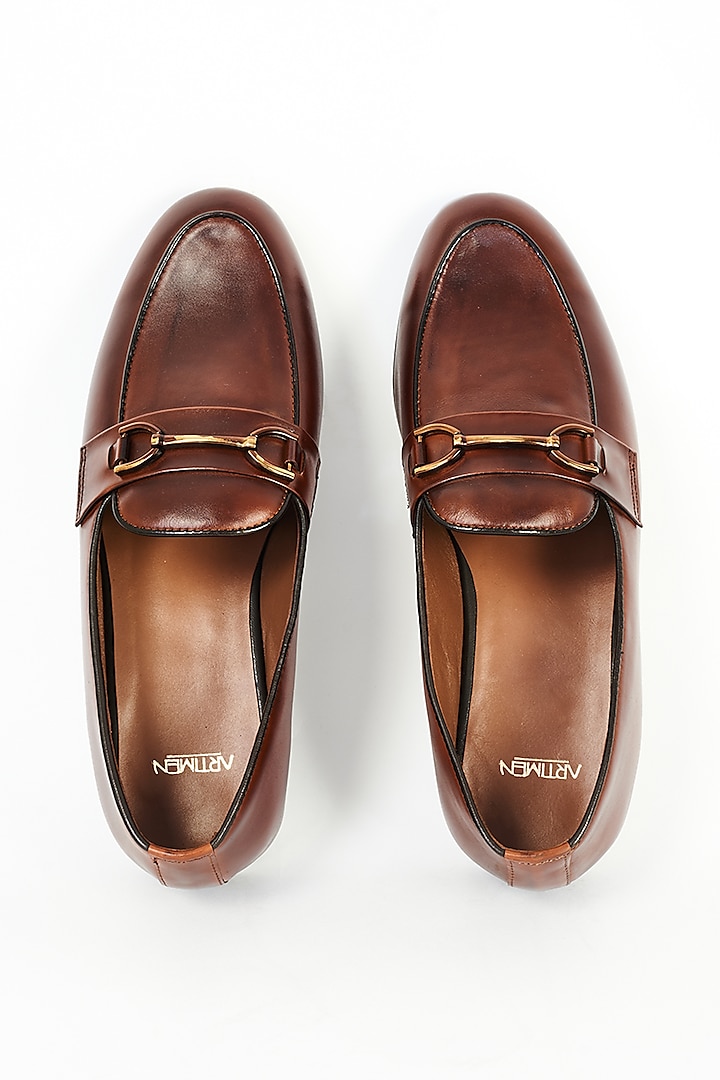 Brown Leather Shoes by ARTIMEN