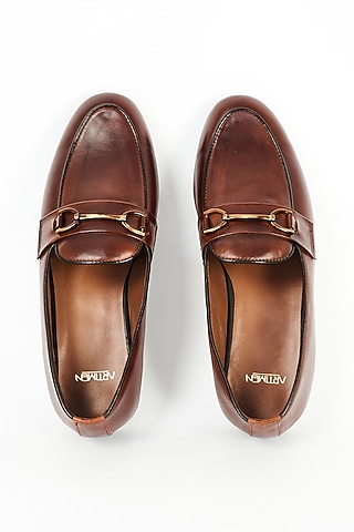 Brown Leather Shoes by ARTIMEN