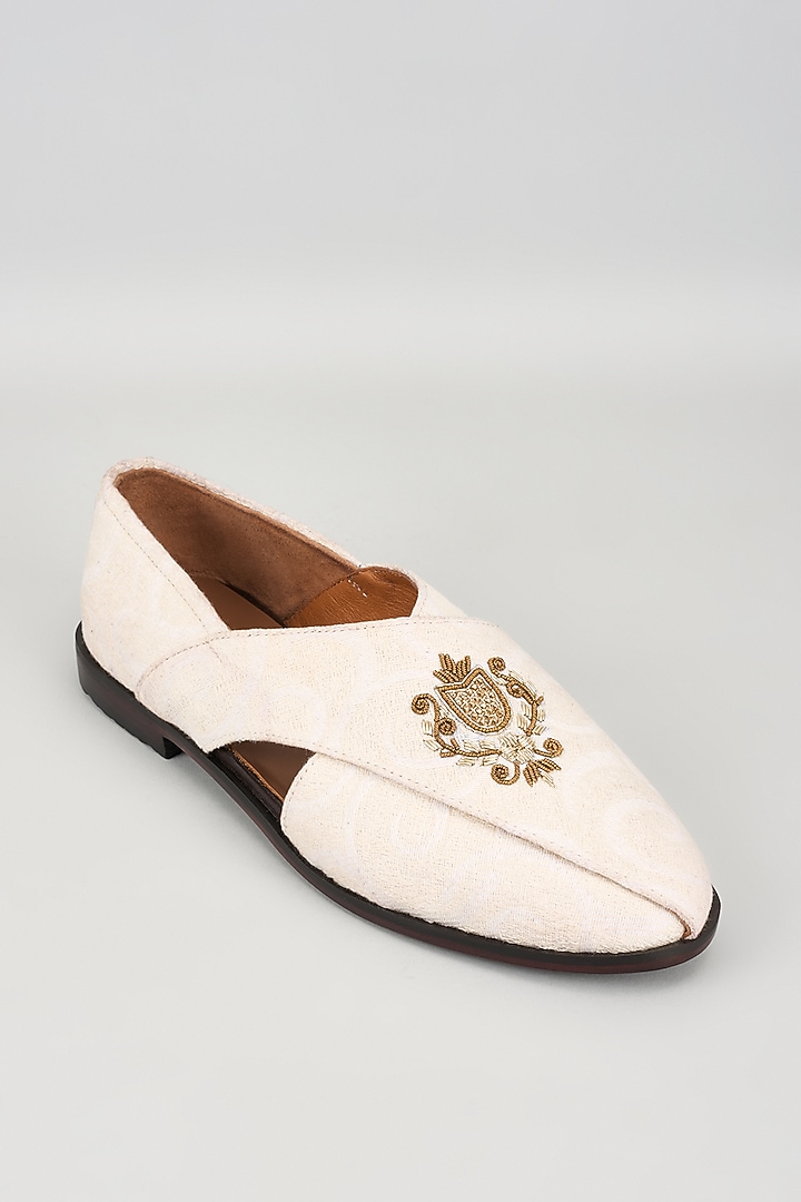 Ivory Jacquard Hand Embroidered Peshawaris by ARTIMEN at Pernia's Pop Up Shop