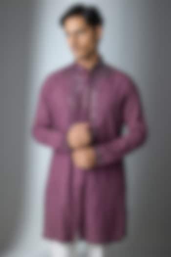 Lavender Chanderi Silk Threadwork Kurta by ARTIMEN at Pernia's Pop Up Shop