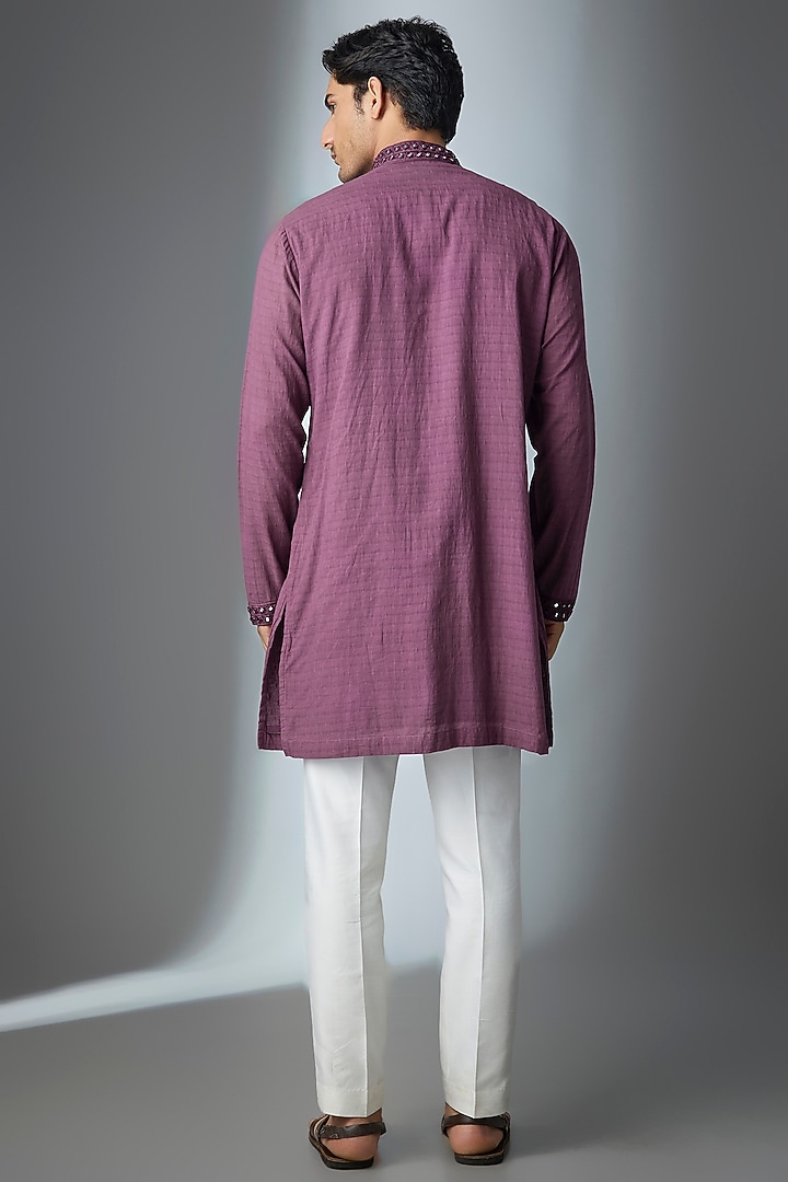 Lavender Chanderi Silk Threadwork Kurta by ARTIMEN at Pernia's Pop Up Shop