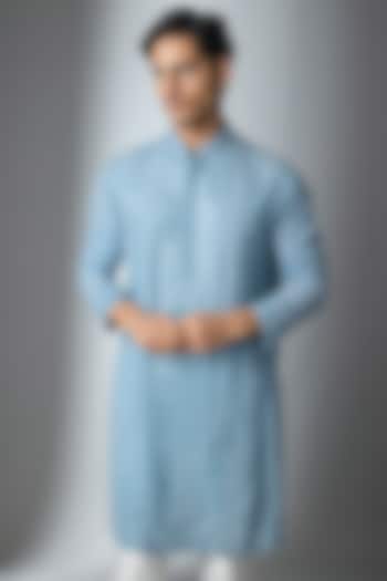 Powder Blue Chanderi Silk Kurta by ARTIMEN at Pernia's Pop Up Shop