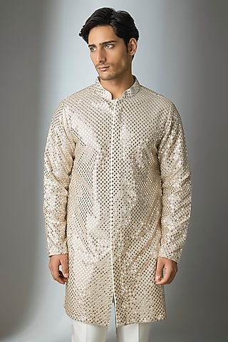 Subtle Gold Georgette Kurta by ARTIMEN