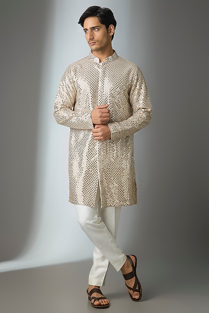 Subtle Gold Georgette Kurta by ARTIMEN at Pernia's Pop Up Shop
