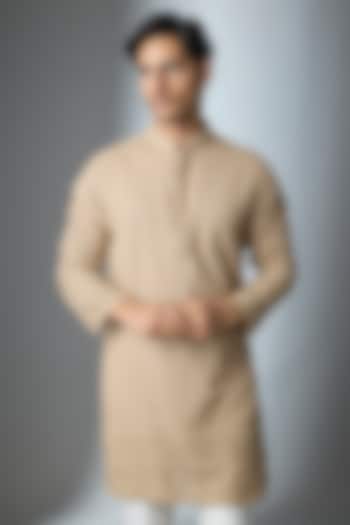 Beige Chanderi Silk Kurta by ARTIMEN at Pernia's Pop Up Shop