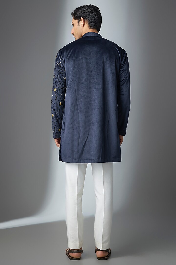 Blue Chanderi Silk Kurta by ARTIMEN at Pernia's Pop Up Shop