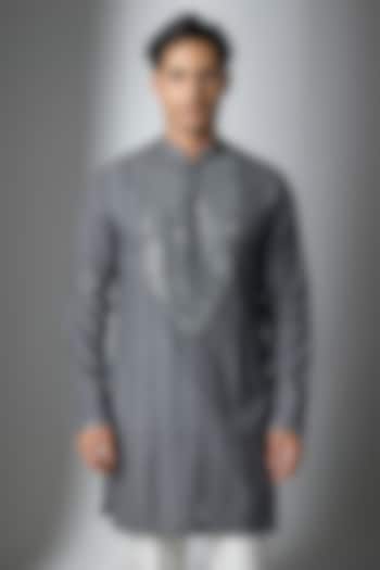 Grey Chanderi Silk Kurta by ARTIMEN at Pernia's Pop Up Shop