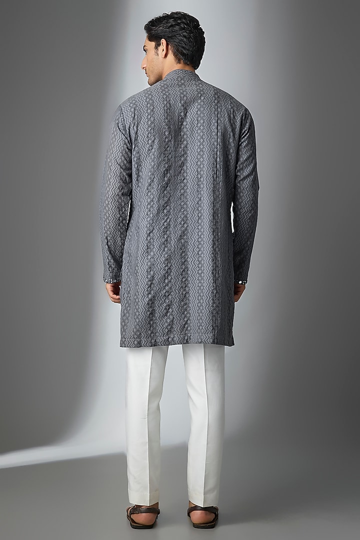 Grey Chanderi Silk Kurta by ARTIMEN at Pernia's Pop Up Shop