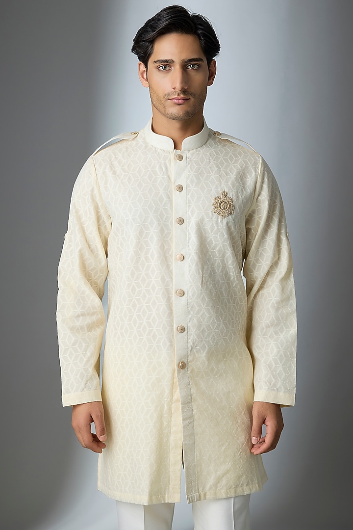 Ivory Chanderi Silk Kurta by ARTIMEN at Pernia's Pop Up Shop