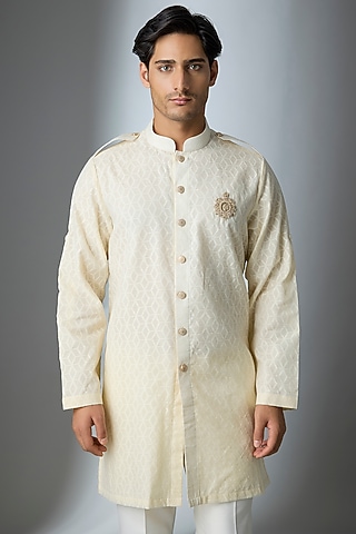 Ivory Chanderi Silk Kurta by ARTIMEN