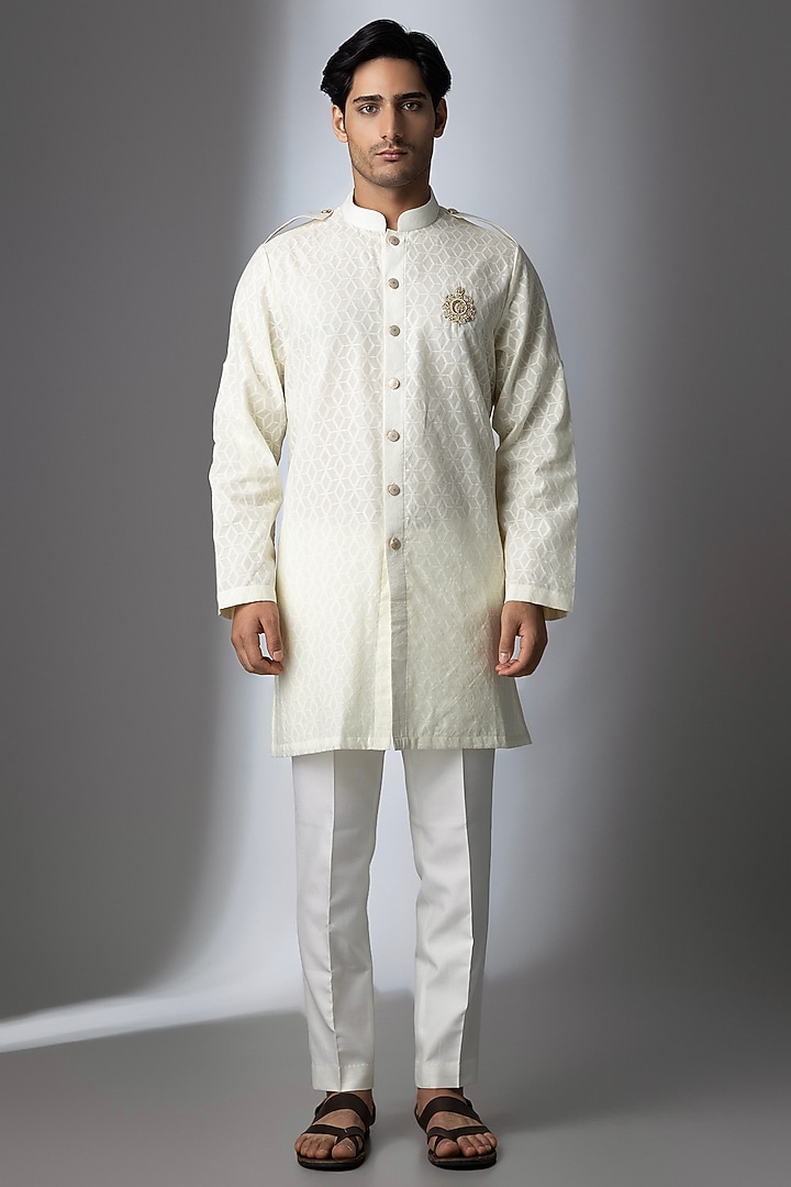 Ivory Chanderi Silk Kurta by ARTIMEN at Pernia's Pop Up Shop
