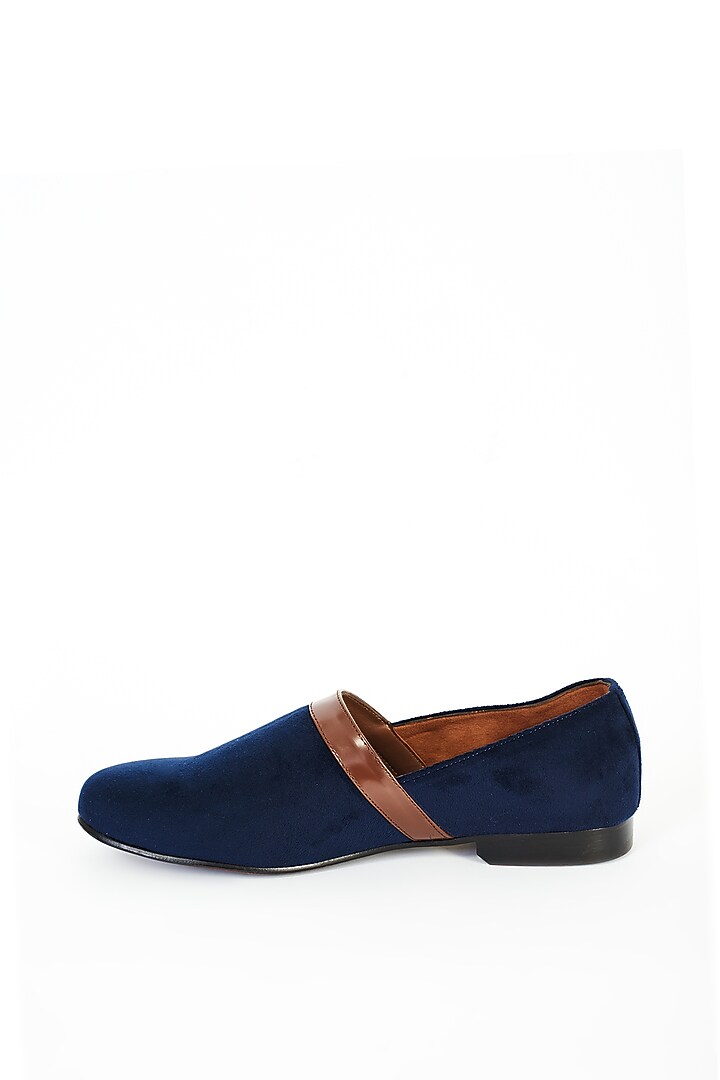 Blue Velvet & Leather Shoes by ARTIMEN at Pernia's Pop Up Shop