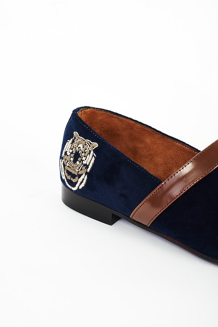 Blue Velvet & Leather Shoes by ARTIMEN at Pernia's Pop Up Shop