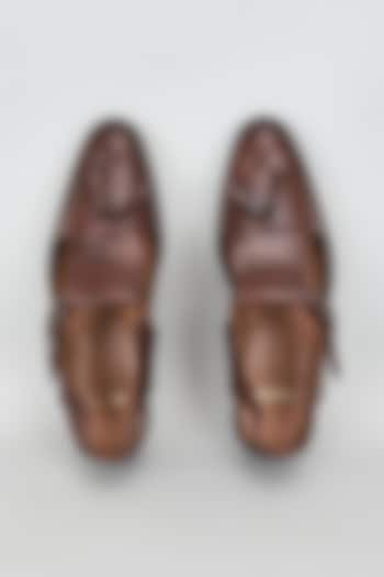 Brown Leather Handcrafted Loafers by ARTIMEN