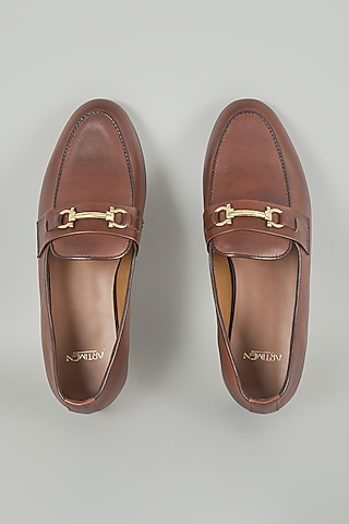 Brown Leather Shoes by ARTIMEN
