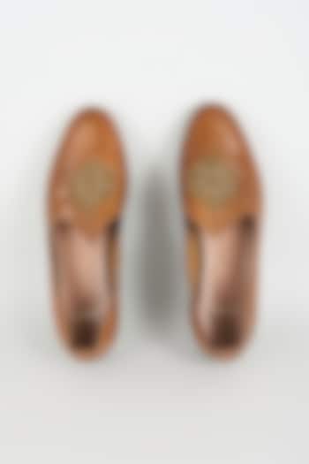 Tan Leather Juttis by ARTIMEN at Pernia's Pop Up Shop