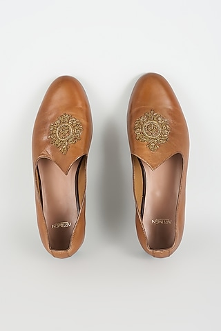 Tan Leather Juttis by ARTIMEN