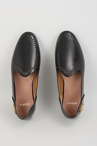 Black Leather Loafers by ARTIMEN