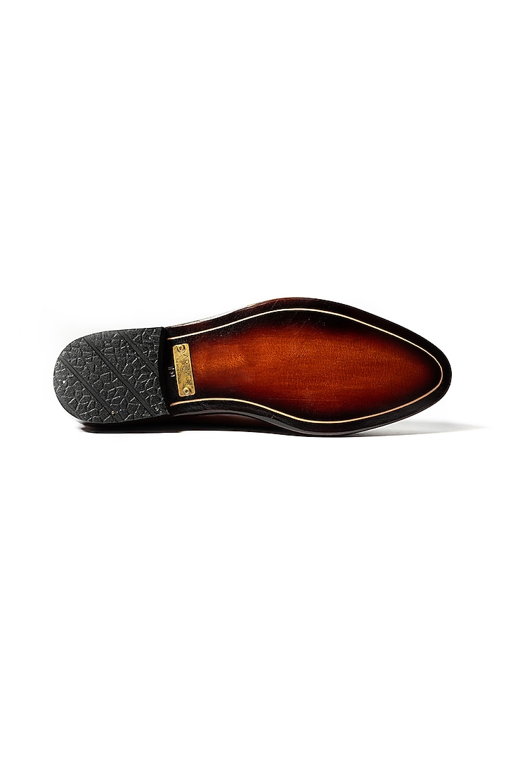 Burnt Brown Leather Handpainted Oxford Shoes by ARTIMEN at Pernia's Pop Up Shop