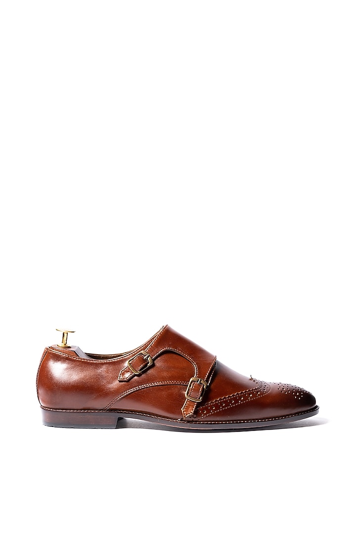 Brushed Brown Leather Handcrafted Oxfords Shoes by ARTIMEN at Pernia's Pop Up Shop