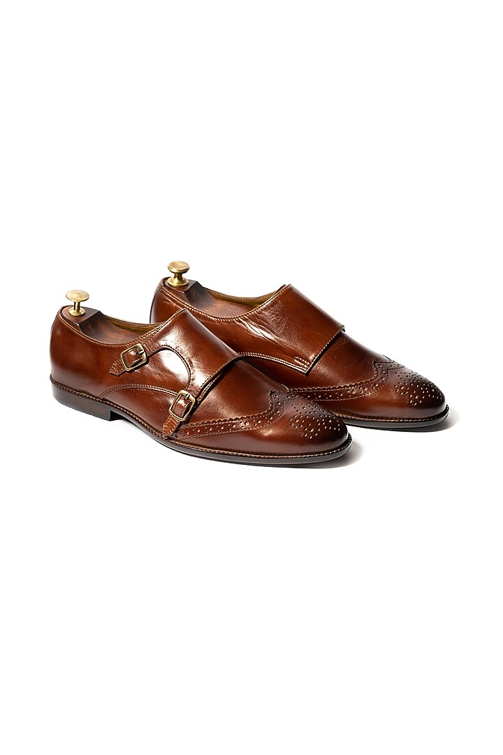 Brushed Brown Leather Handcrafted Oxfords Shoes by ARTIMEN at Pernia's Pop Up Shop