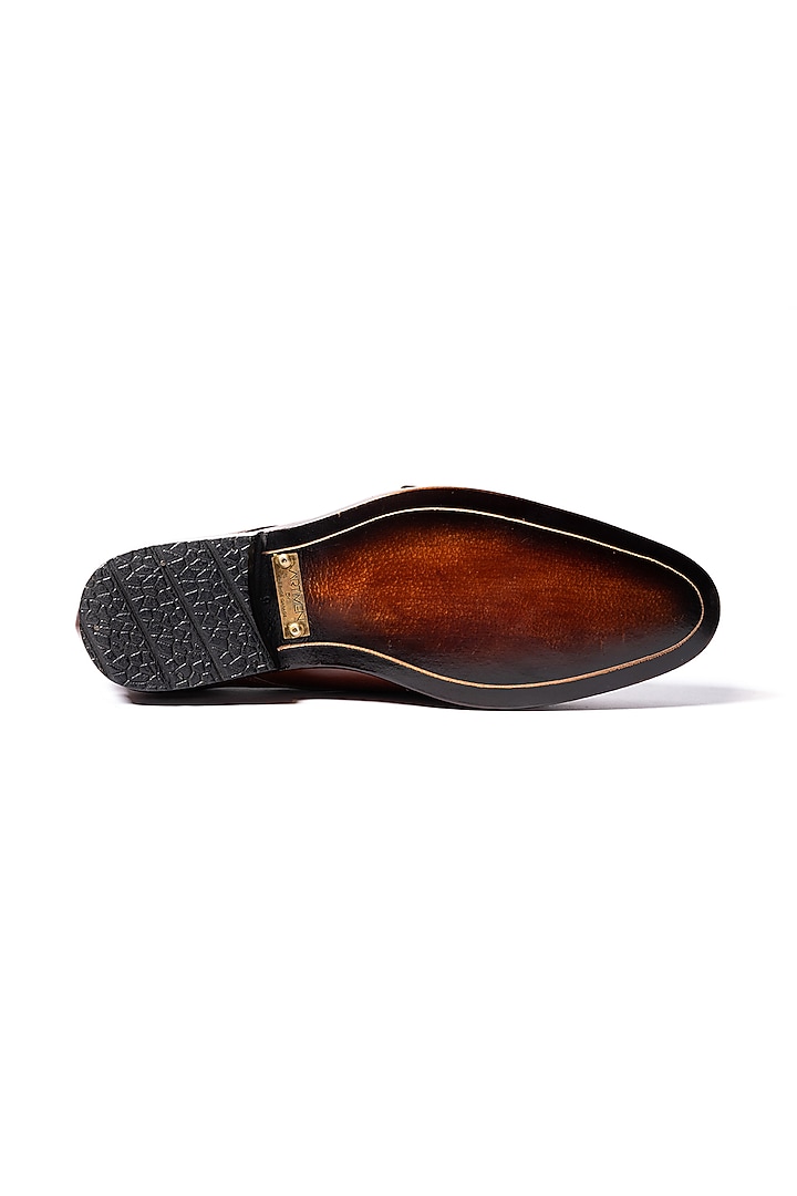 Brushed Brown Leather Handcrafted Oxfords Shoes by ARTIMEN at Pernia's Pop Up Shop