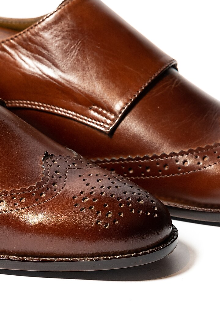 Brushed Brown Leather Handcrafted Oxfords Shoes by ARTIMEN at Pernia's Pop Up Shop