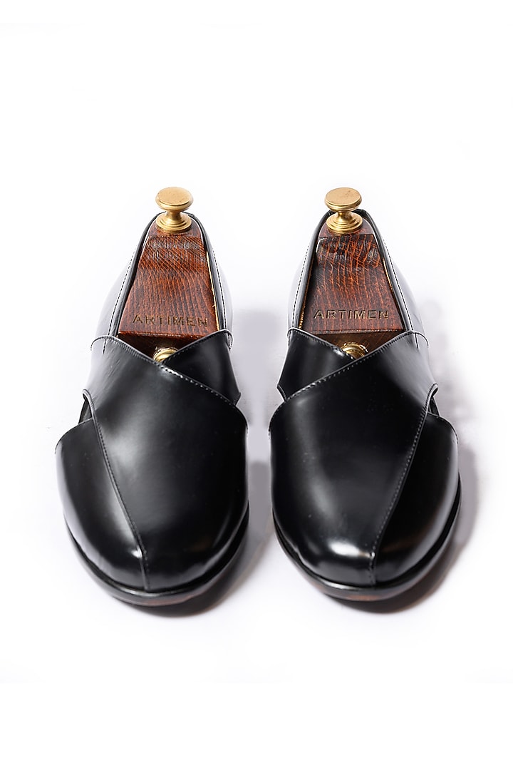 Black Leather Peshawari by ARTIMEN at Pernia's Pop Up Shop