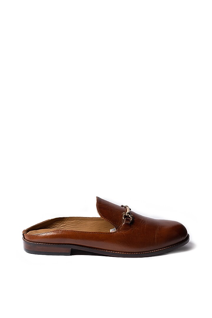 Brown Leather Mules by ARTIMEN at Pernia's Pop Up Shop